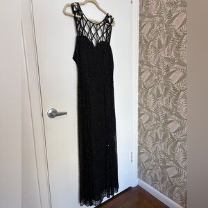 Rare Vintage XL Black Beaded Evening Gown